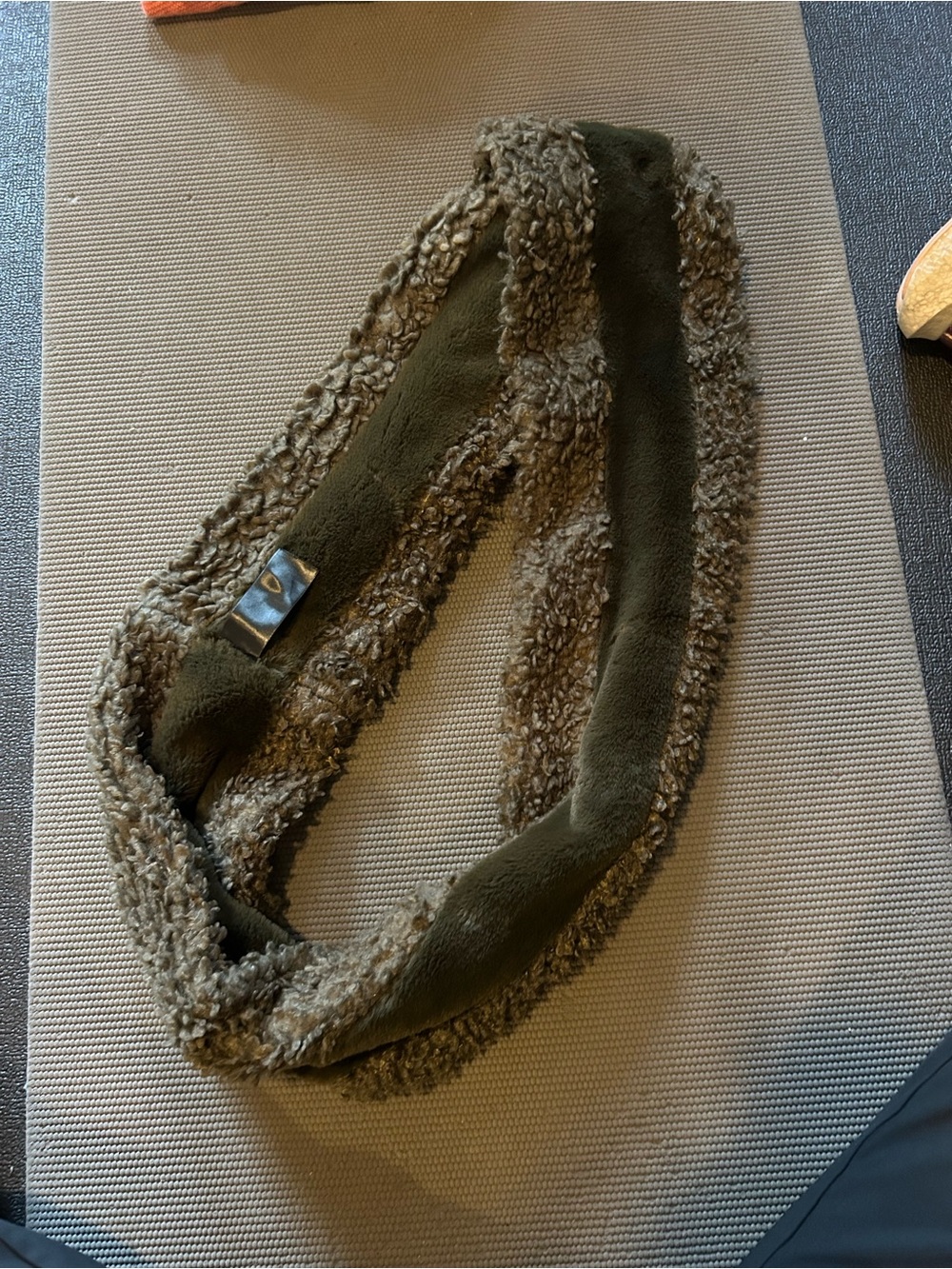 Reversible Olive Green Faux Fur Infinity Scarf